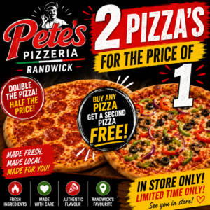 2 Pizza’s for the price of 1